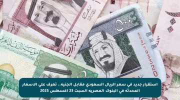 استقرار جديد في سعر الريال السعودي مقابل الجنيه.. تعرف على الأسعار المحدثة في البنوك المصرية السبت 23 أغسطس 2025